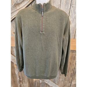 Tommy bahama size L (?) Mens REVERSIBLE 1/4 zip green beige EUC Warm sweater